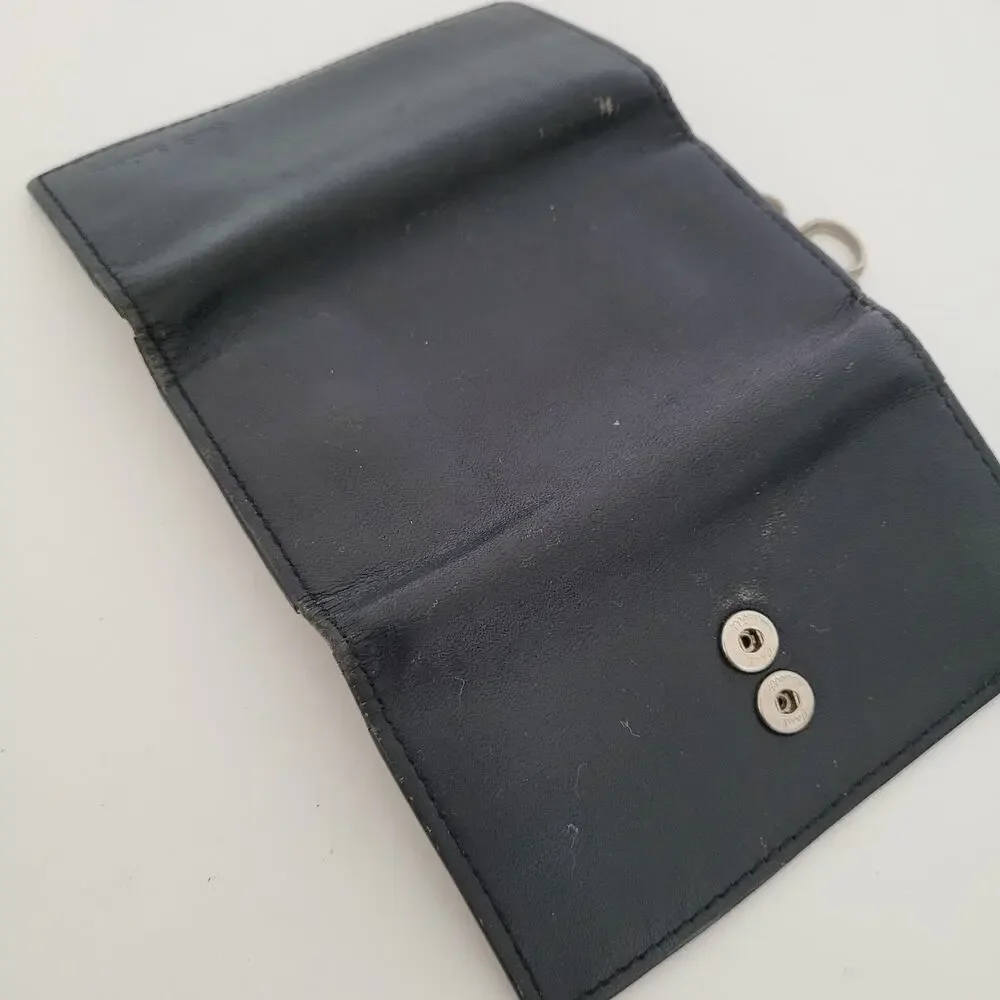 Paul Smith 4-Key Hooks Holder Case Wallet Logo Black Striped Charm Trifold Small